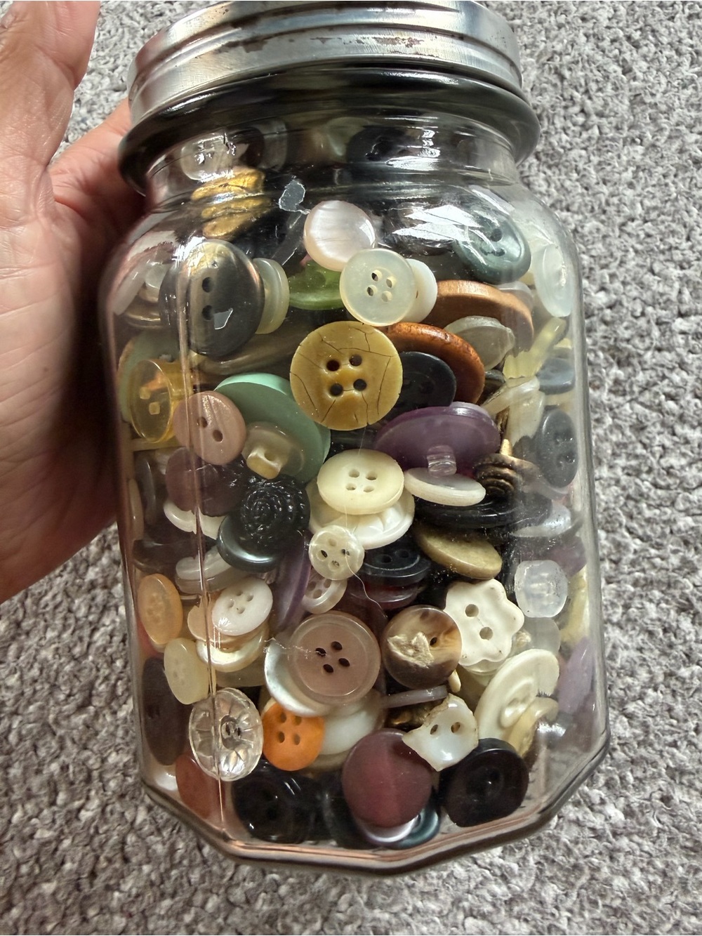 Huge Lot of Vintage & Modern Craft Buttons - over 2 lbs with Jar